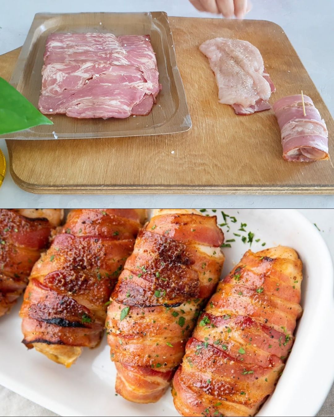 Bacon-Wrapped Chicken Breast with Pomegranate Glaze