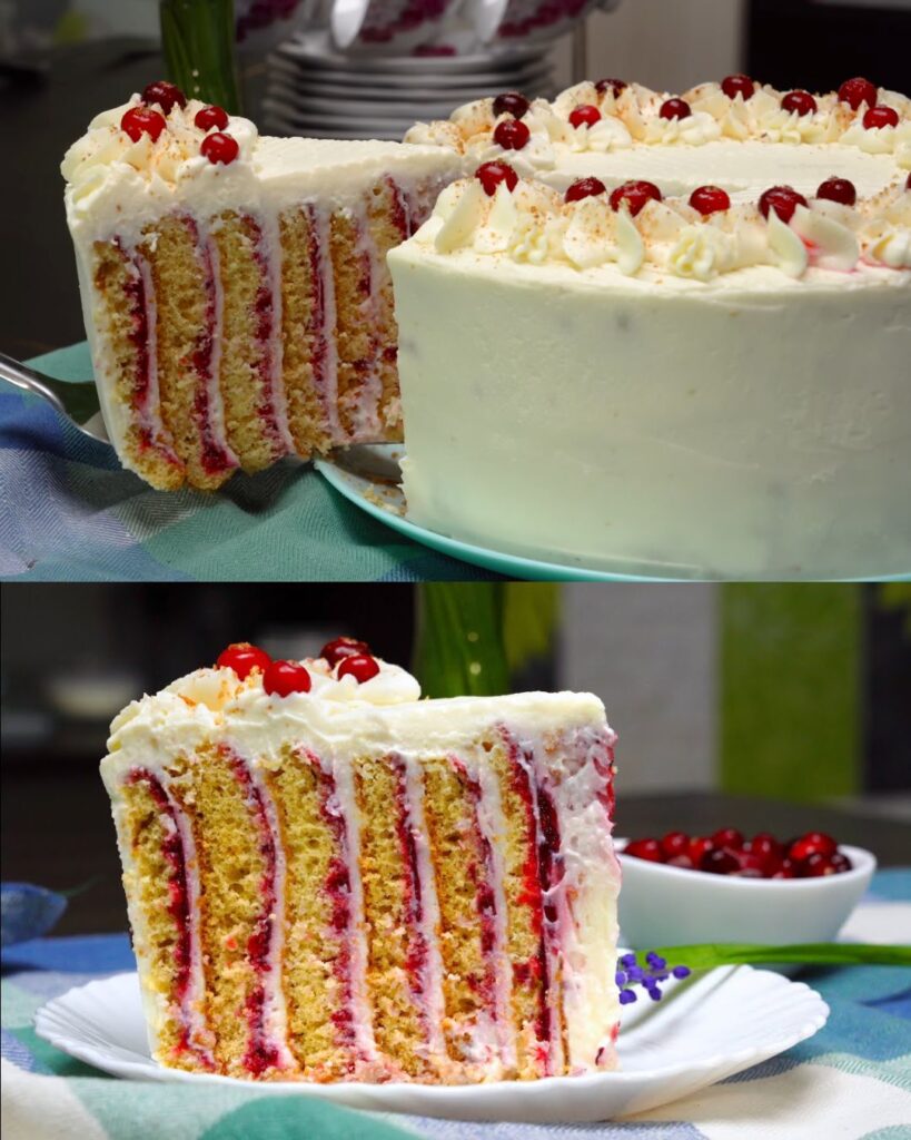 Honey Cranberry Layer Cake with Cream Cheese Frosting