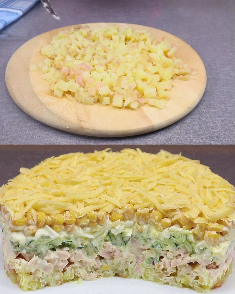 Layered Chicken Salad with Smoked Chicken finished dish