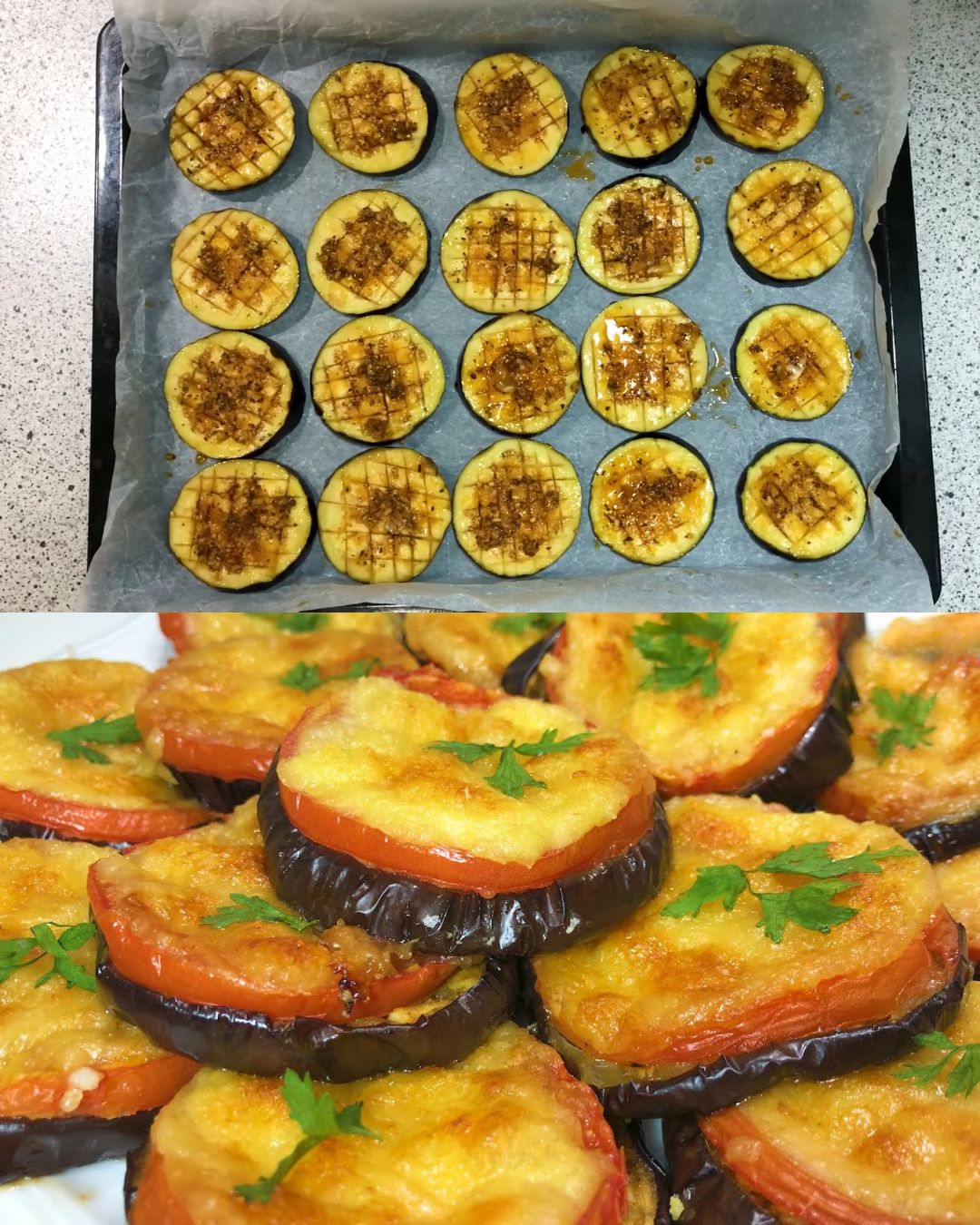 Baked Eggplant with Mozzarella and Tomatoes