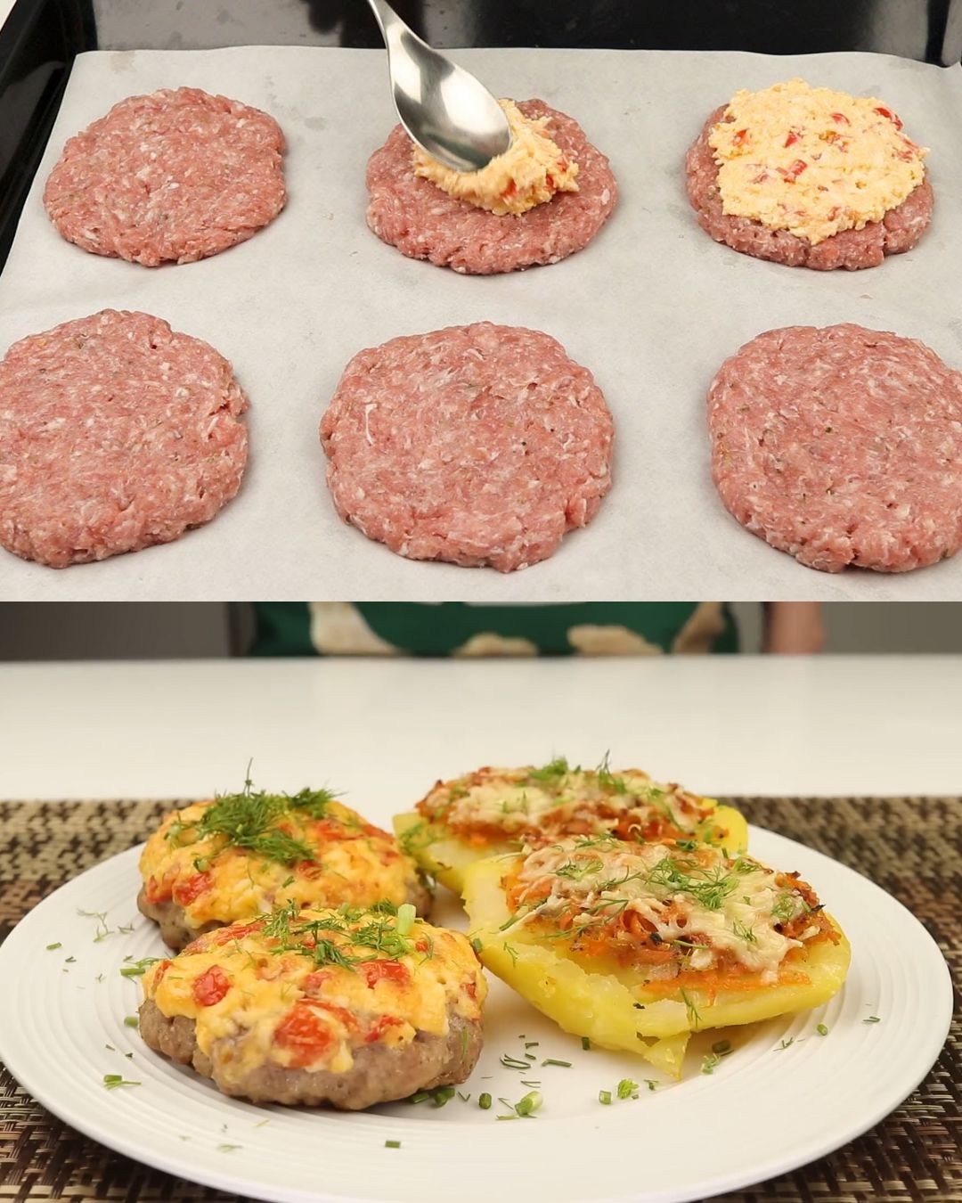 Stuffed Potatoes with Minced Meat and Cheese Topping