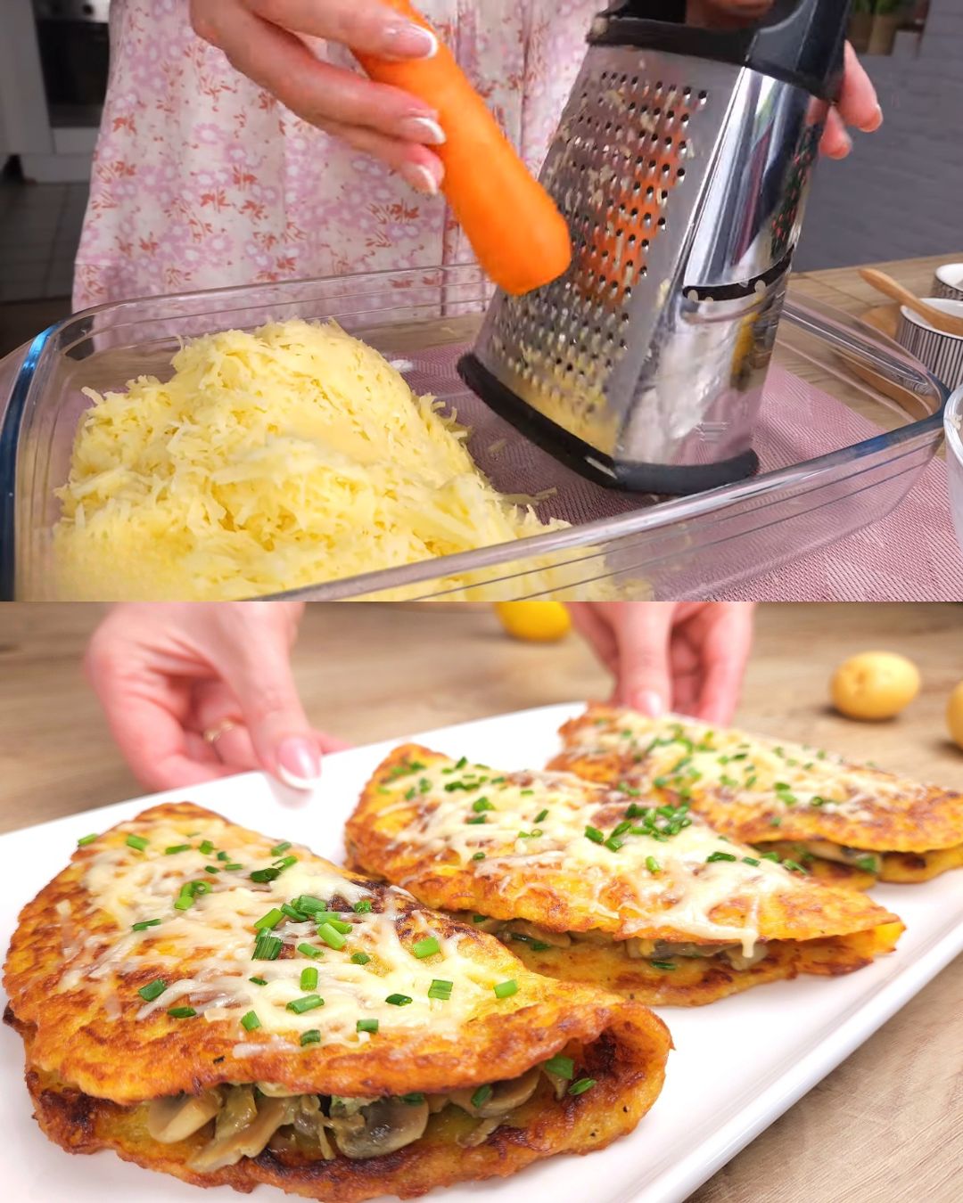 Crispy Potato Fritters with Creamy Mushroom Sauce