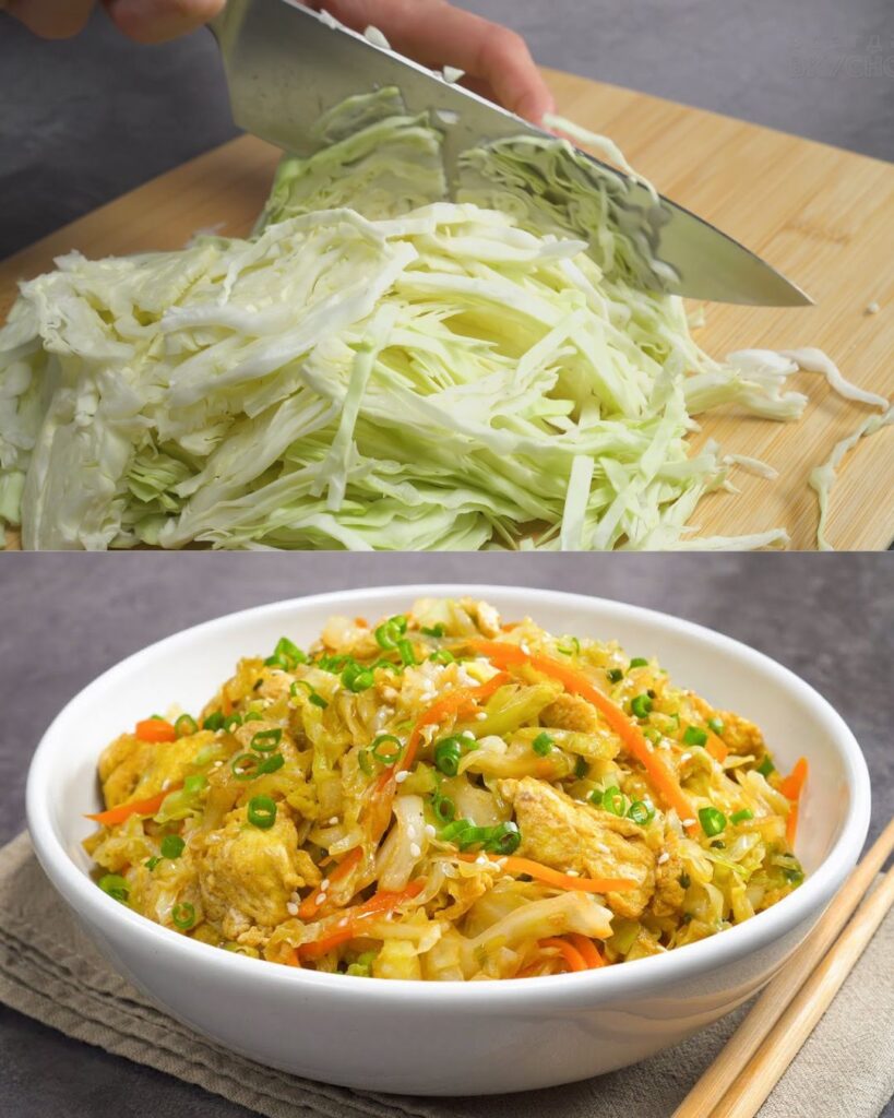 Asian-Style Stir-Fried Cabbage with Eggs finished dish