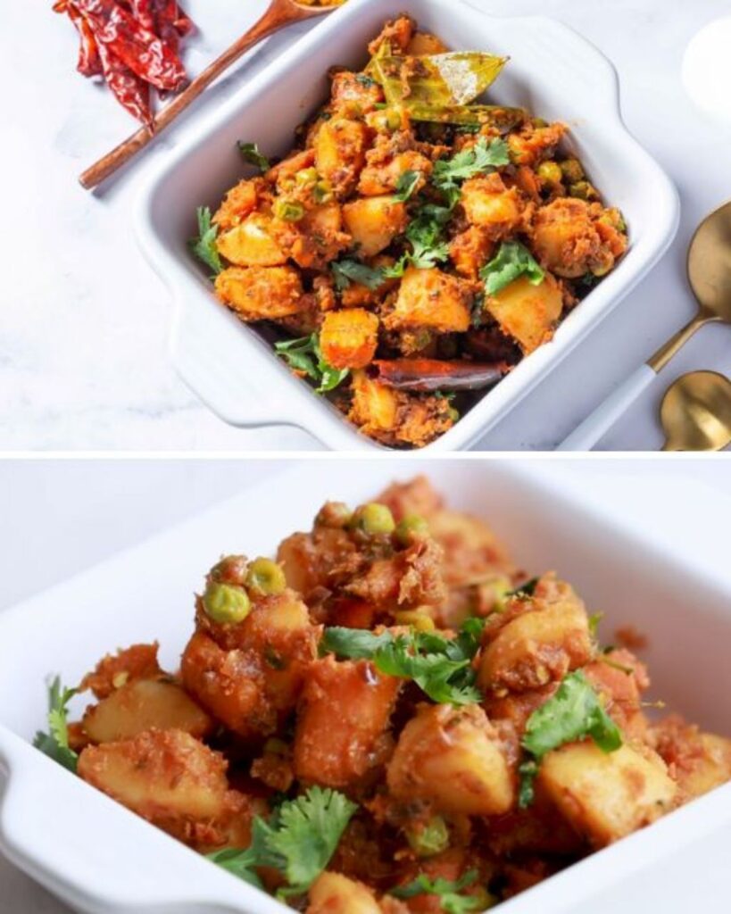 Aloo Gajar Matar (Potato, Carrot, and Peas Curry) finished dish