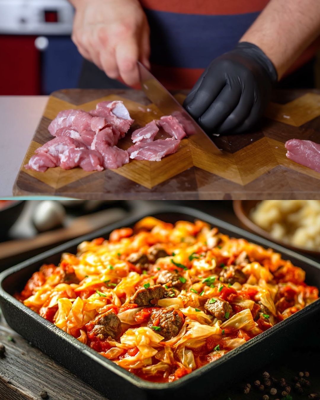 Hearty Meat and Cabbage Stew with Spicy Cream Sauce