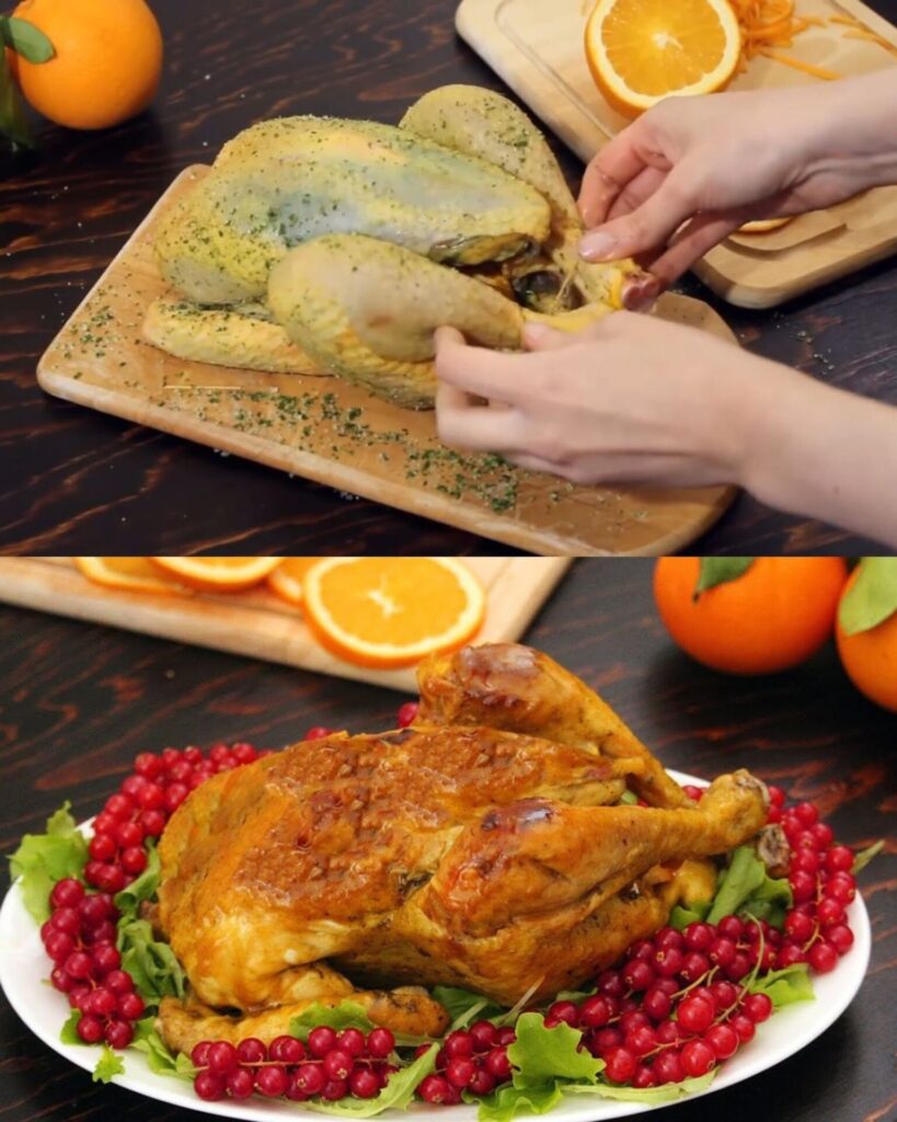 Herb-Roasted Chicken with Orange and Honey Glaze finished dish