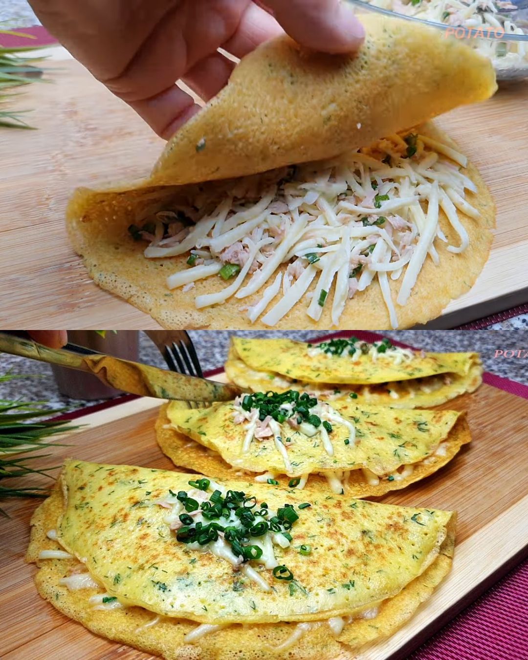 Savory Potato Crepes with Tuna and Mozzarella Filling