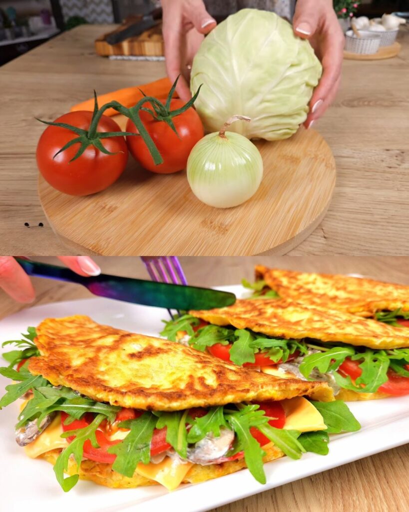 Cabbage and Mushroom Pancakes with Cream Cheese Filling