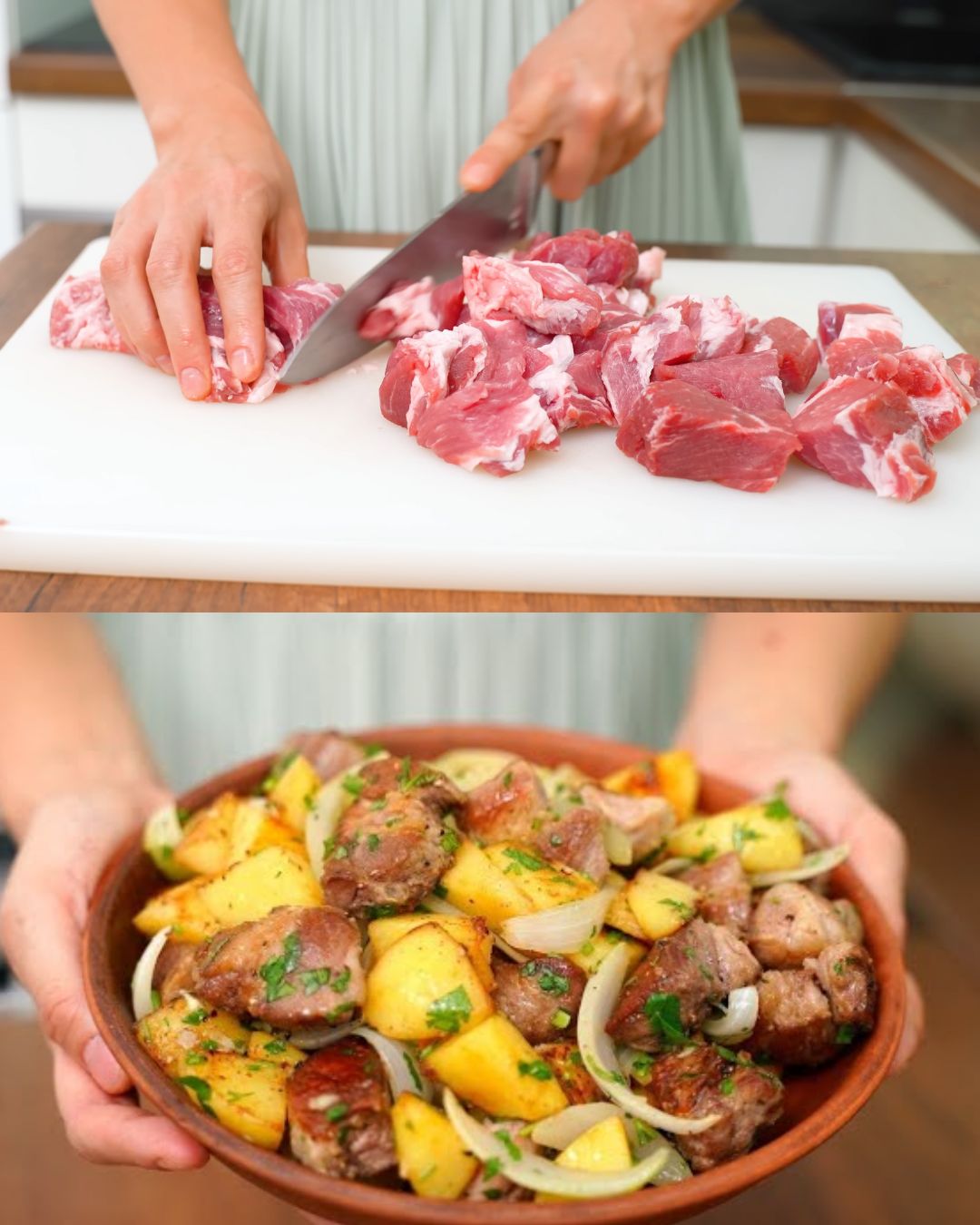 Ojakhuri - Georgian-Style Pan-Fried Meat with Potatoes