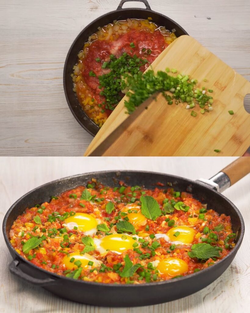 Menemen – Turkish-Style Eggs with Vegetables finished dish