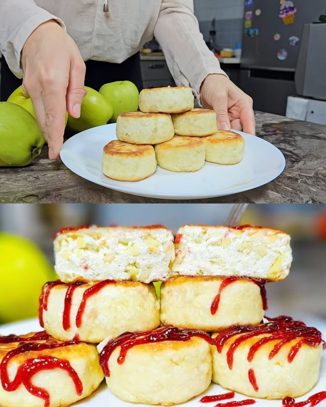 Fluffy Apple Cheese Pancakes Without Flour