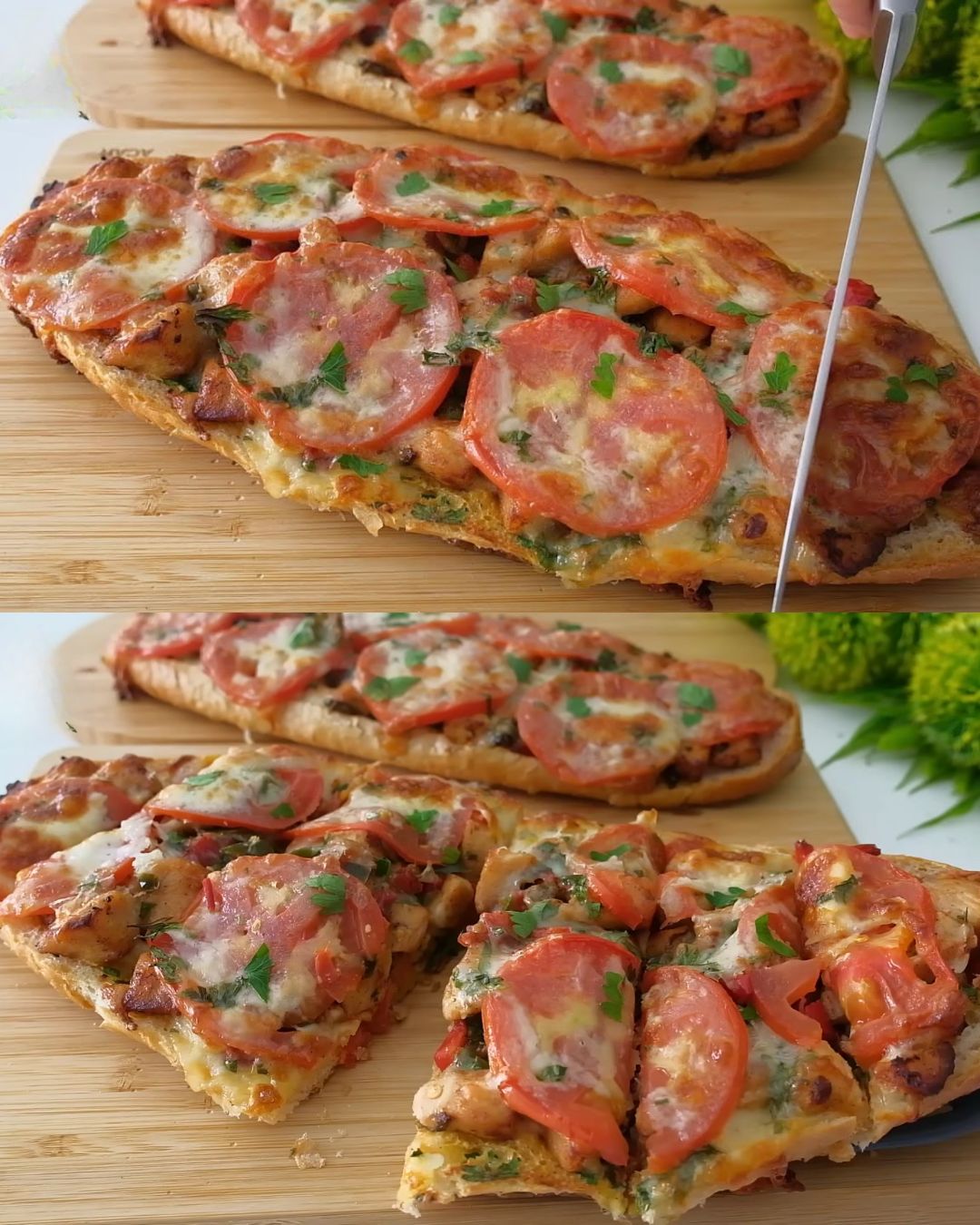 Baked Chicken and Bread Casserole with Peppers and Cheese