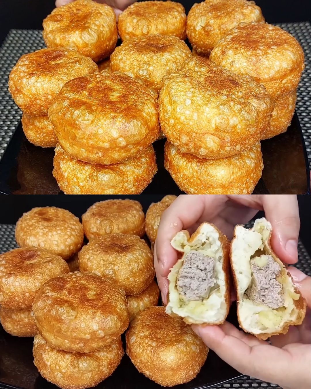 Kefir Dough Pies with Potato and Meat Filling