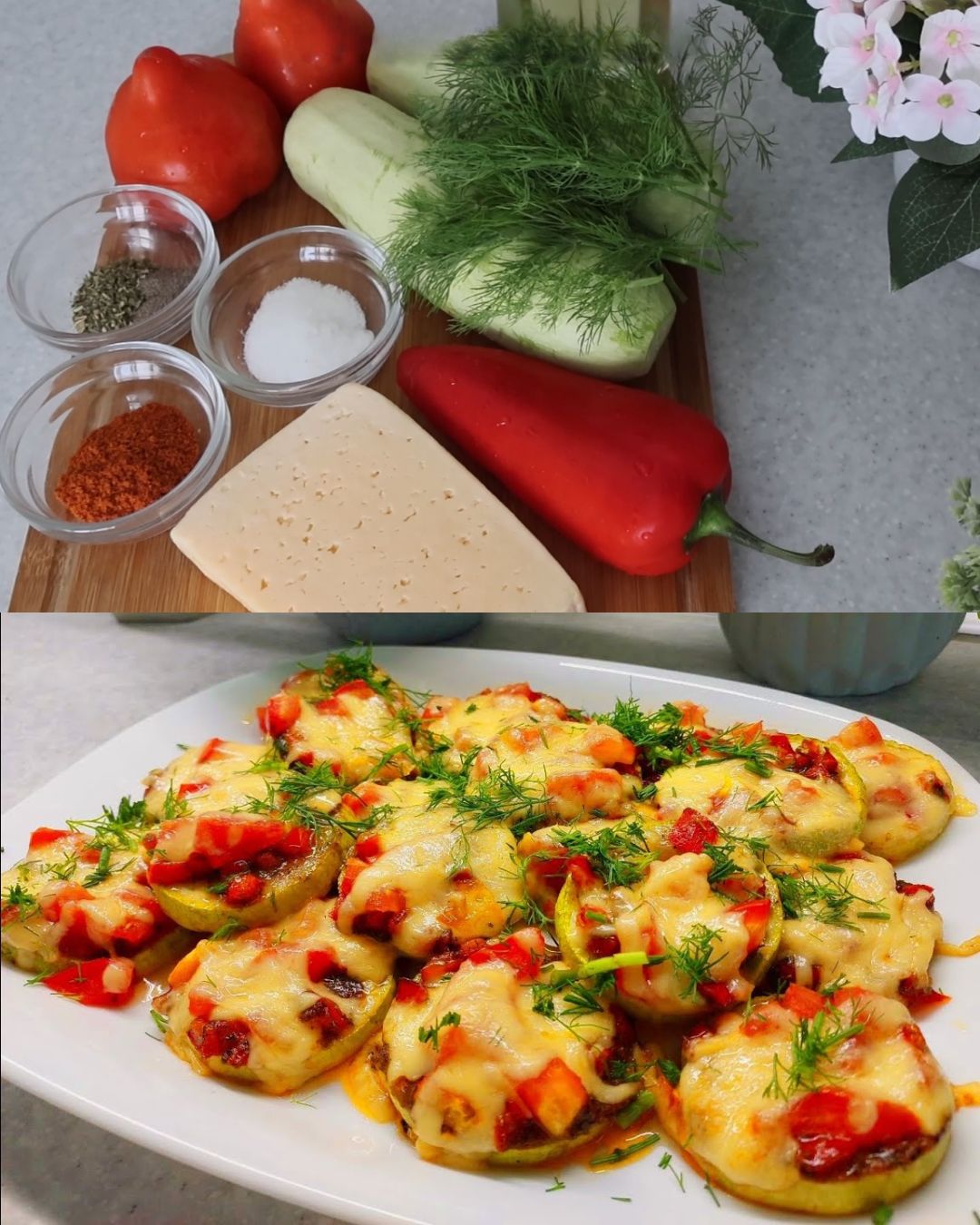 Baked Zucchini, Bell Pepper, and Tomato with Cheese