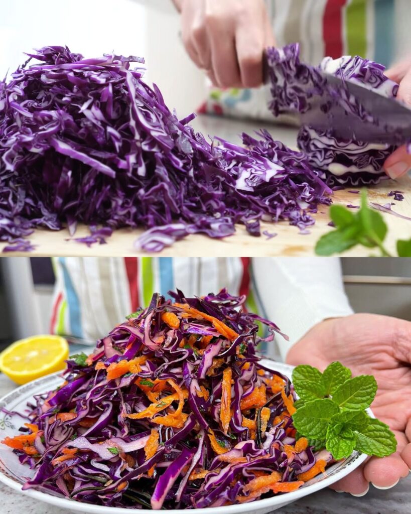 Red Cabbage and Mint Salad with Lemon Dressing