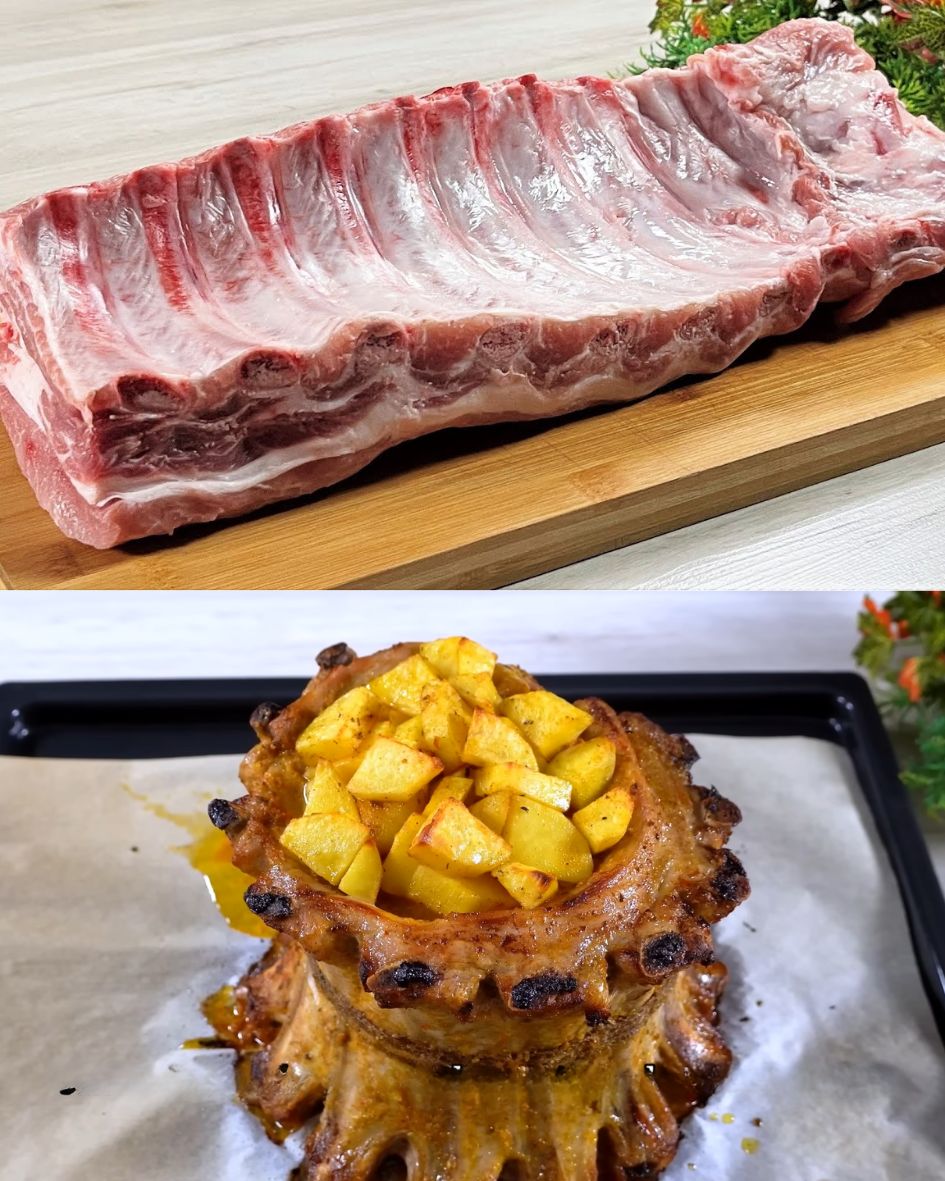Oven-Baked Marinated Pork Ribs with Roasted Potatoes