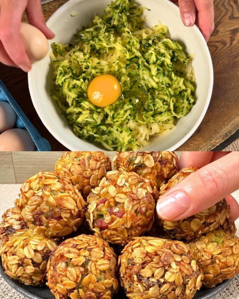 Zucchini and Potato Fritters with Sausage and Herb Sauce finished dish