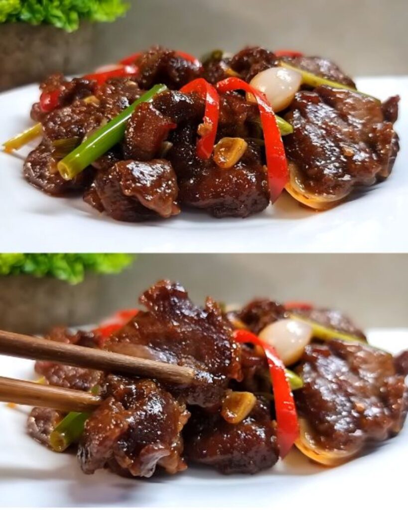 Mongolian Pork Stir-Fry finished dish