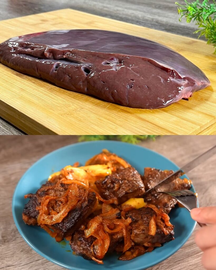 Baked Beef Liver with Caramelized Apples and Onions