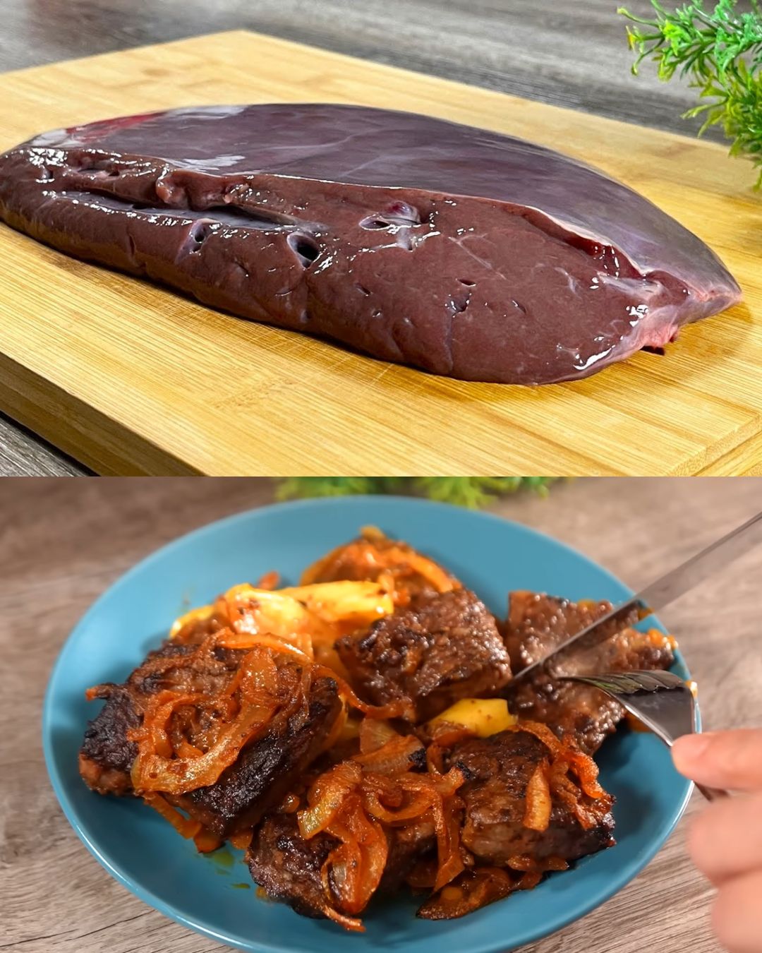 Baked Beef Liver with Caramelized Apples and Onions
