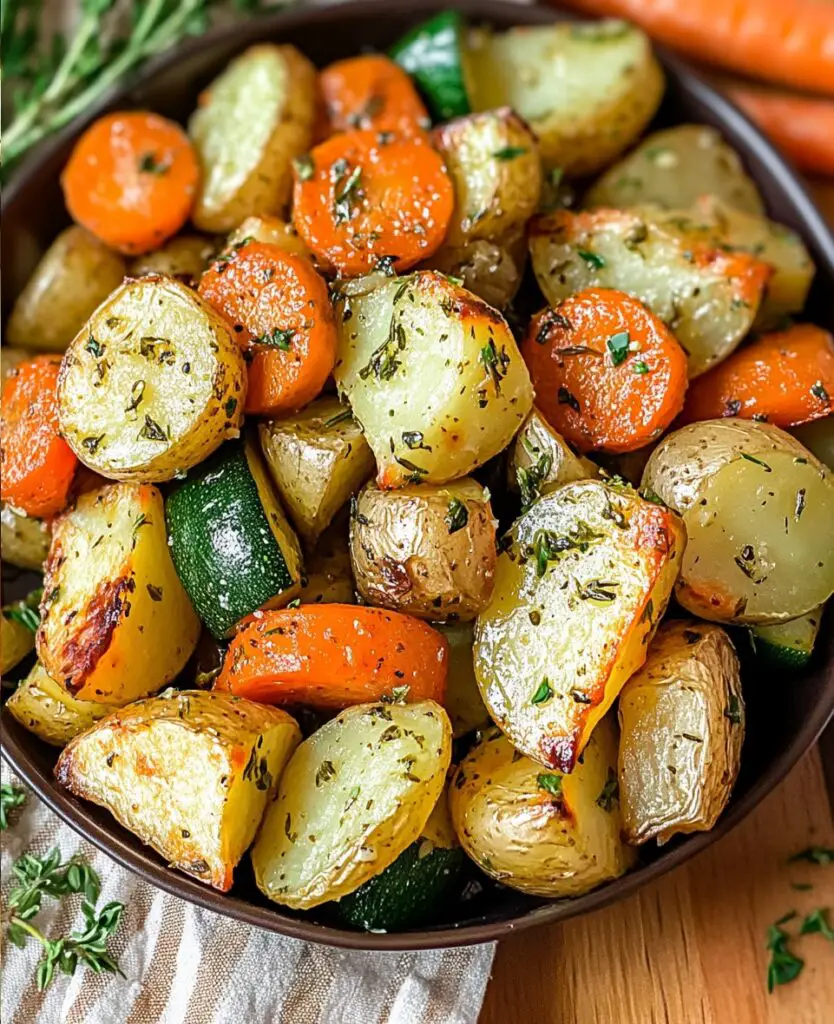Garlic Herb Roasted Potatoes Carrots And Zucchini