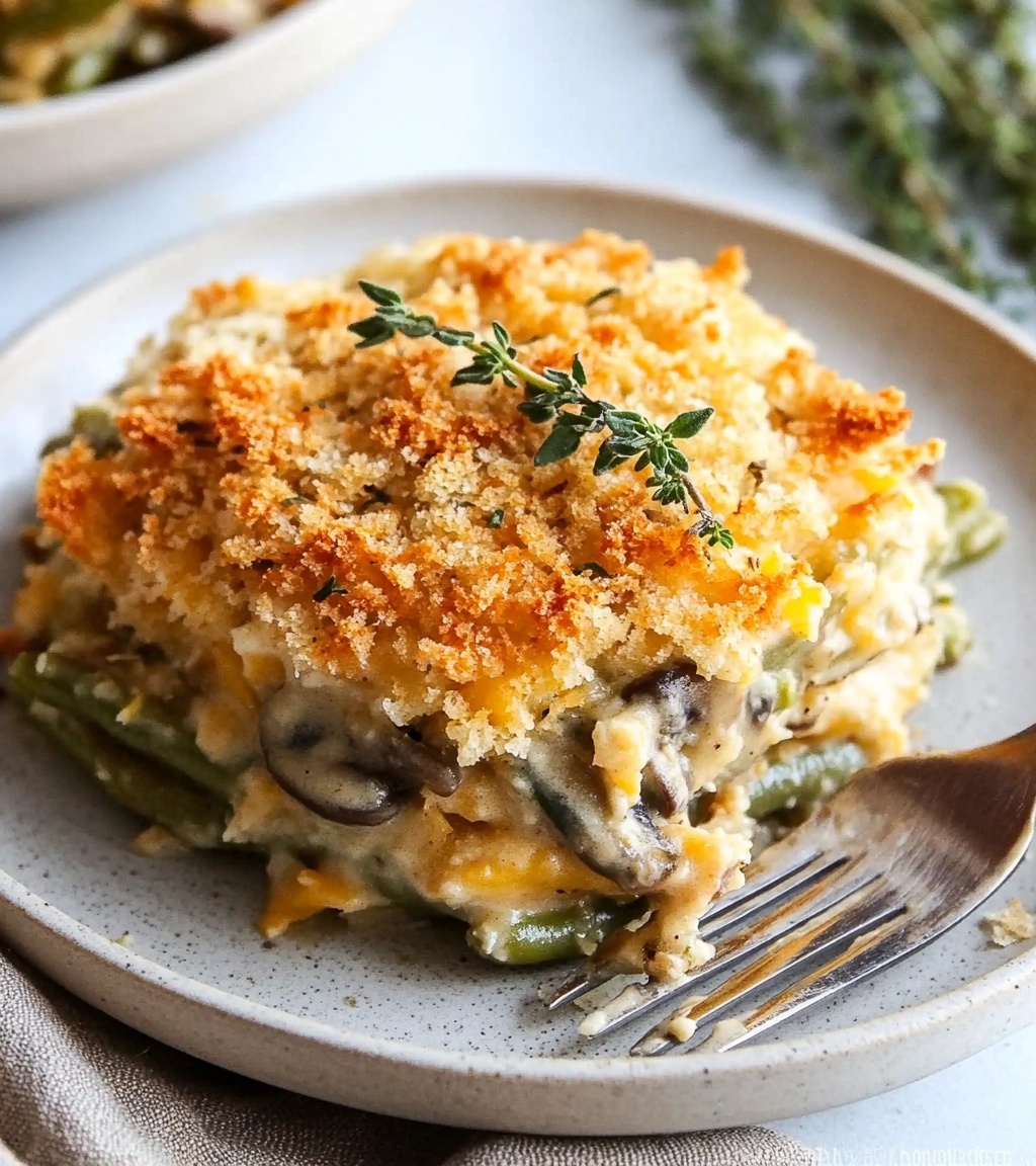 Cheesy Green Bean and Mushroom Casserole: A Comforting Side Dish with a Crispy Twist