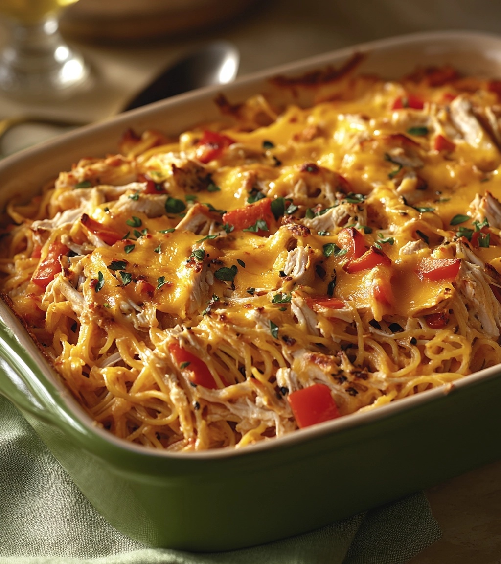 Creamy Chicken Spaghetti Casserole: A Comforting and Easy One-Pot Wonder