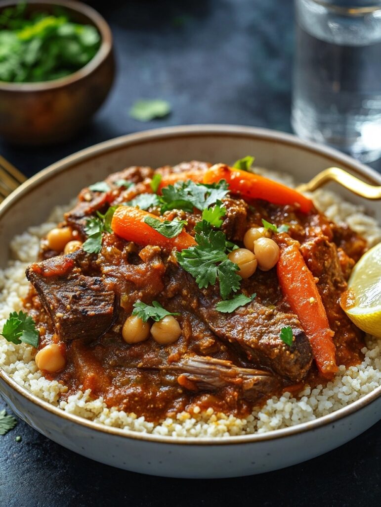 Moroccan Beef Tagine with Chickpeas: A Hearty and Flavorful One-Pot Dish finished dish