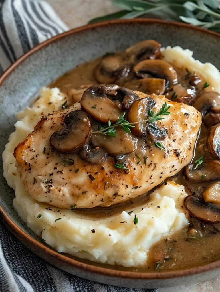 Creamy Mushroom Chicken Skillet: A Quick and Comforting Meal finished dish