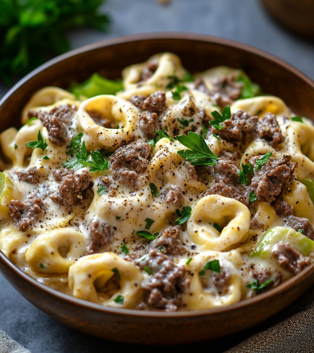 Creamy Beef and Cheese Tortellini: A Decadent One-Pan Dinner