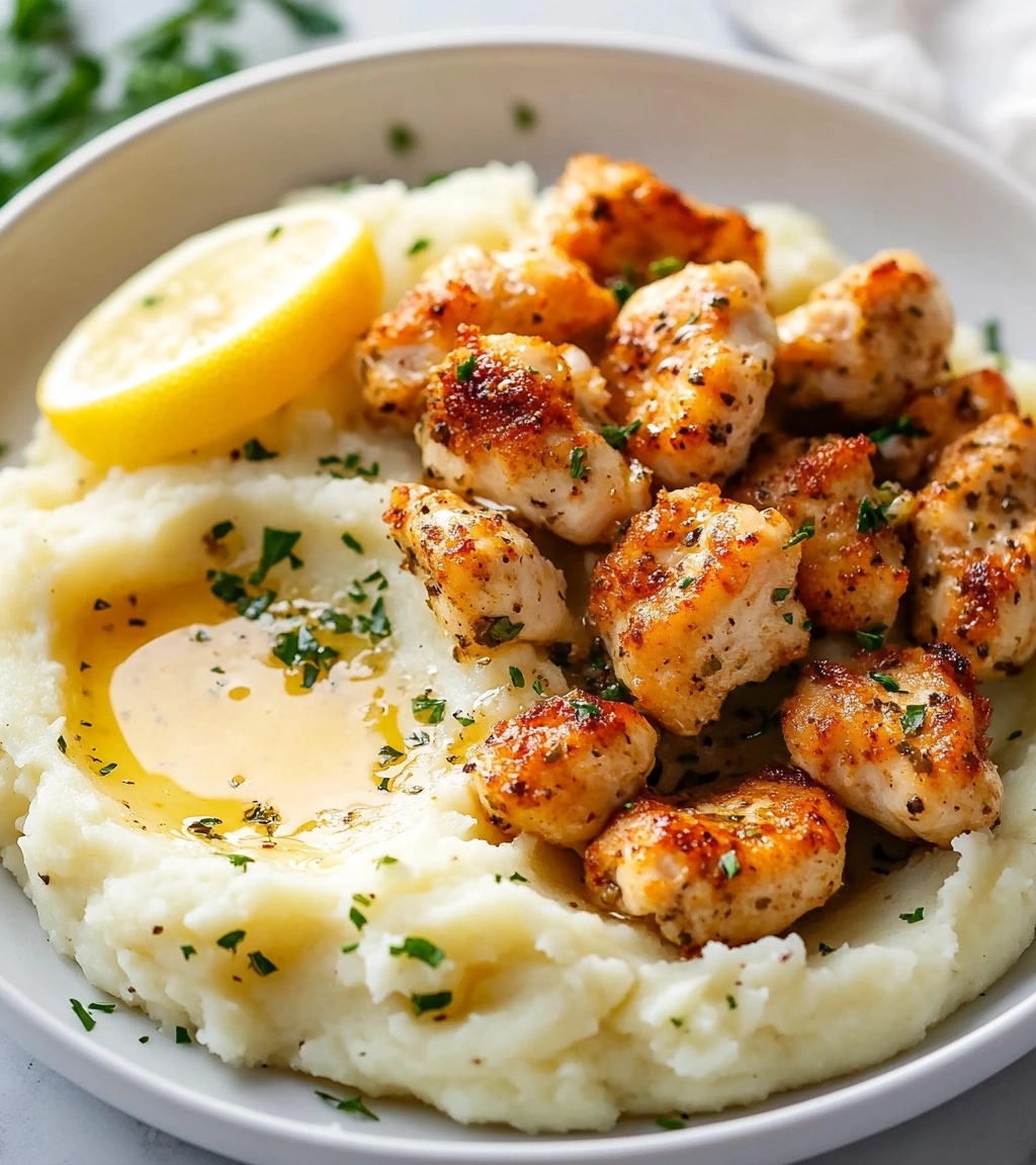 Garlic Herb Chicken Bites with Mashed Potatoes: A Quick and Comforting Meal