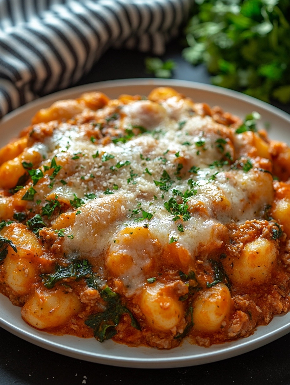 Cheesy Baked Gnocchi with Marinara and Beef: A Comforting Italian Delight