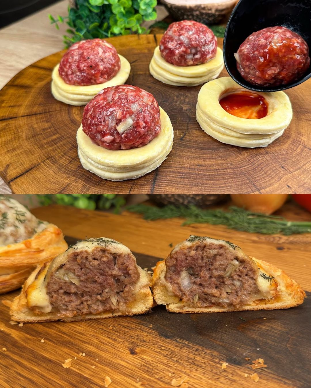 Savory Puff Pastry Pockets with Minced Meat and Cheese