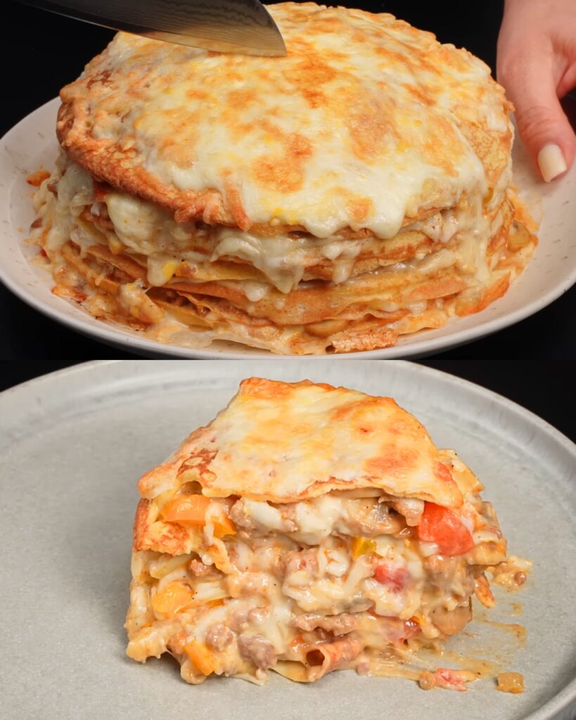 Savory Pancake Rolls with Ground Beef and Bechamel Sauce