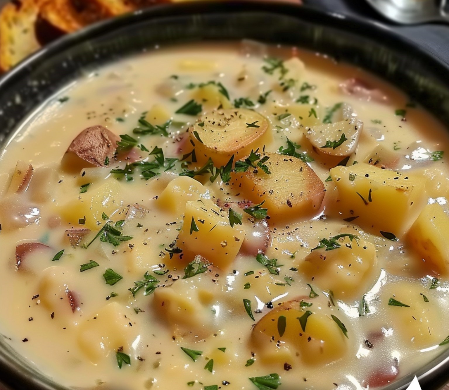 Creamy Loaded Potato Soup with Cheddar and Bacon