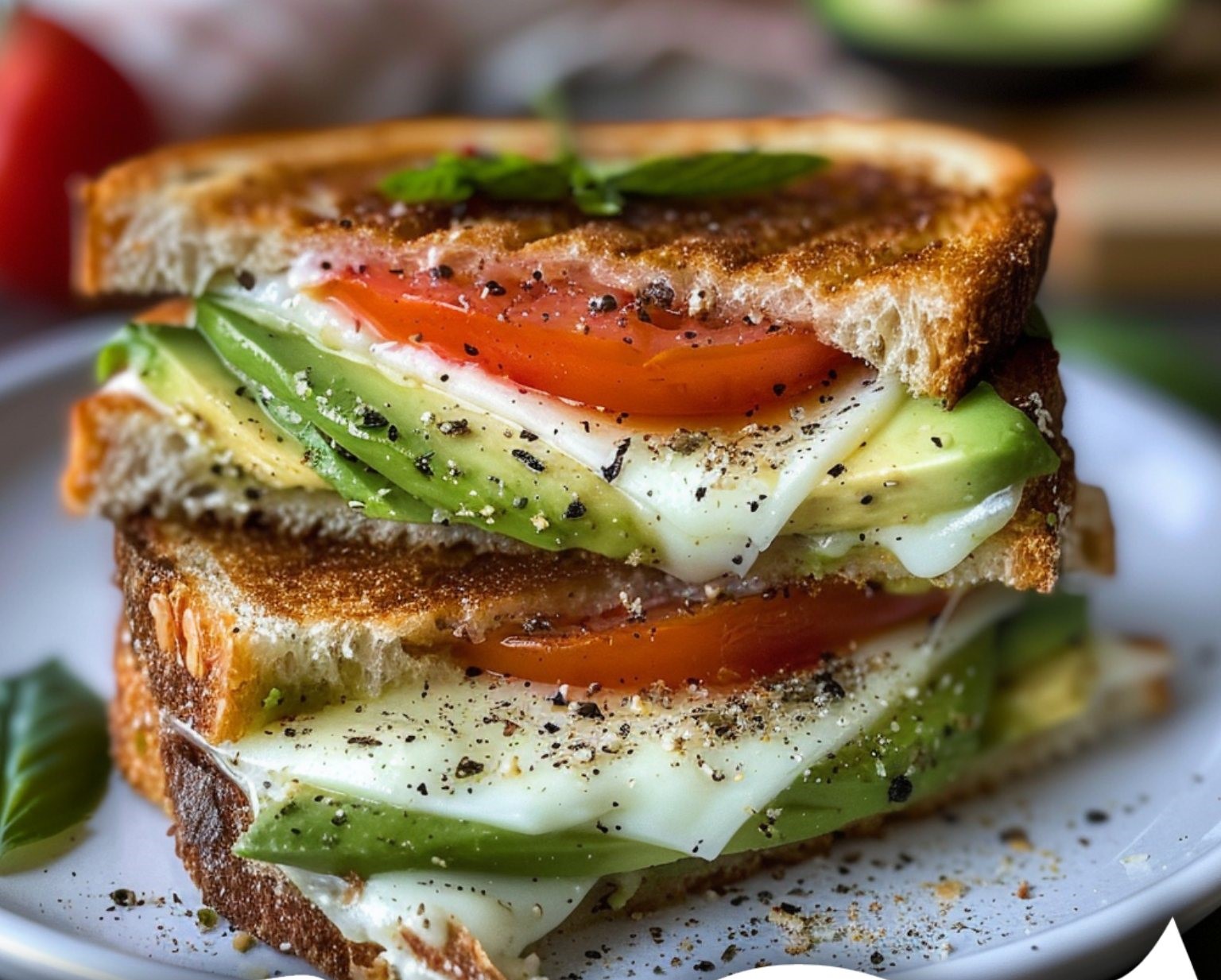Grilled Avocado Tomato Mozzarella Sandwich