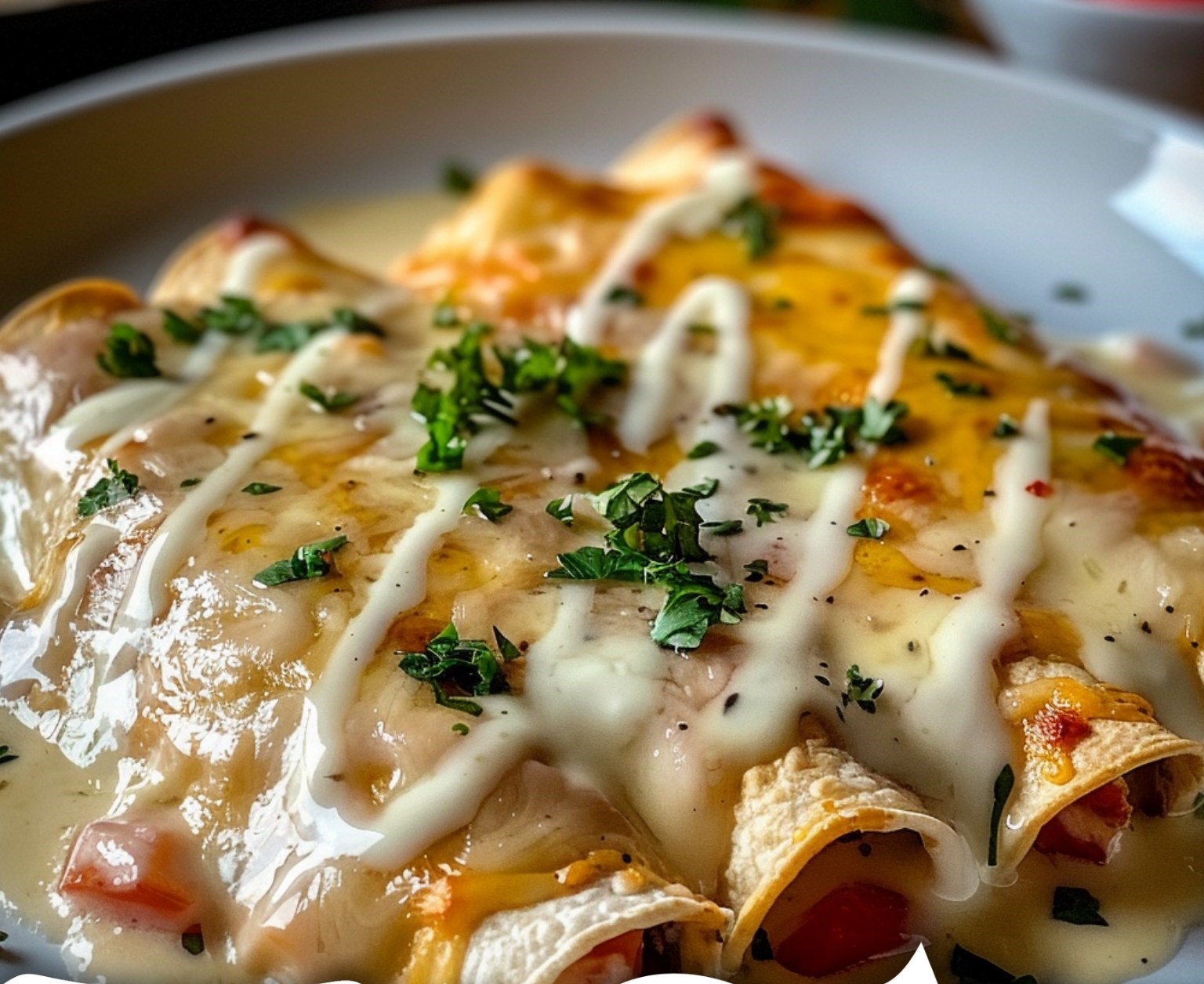 Creamy Chicken Enchiladas with Green Chili Sauce