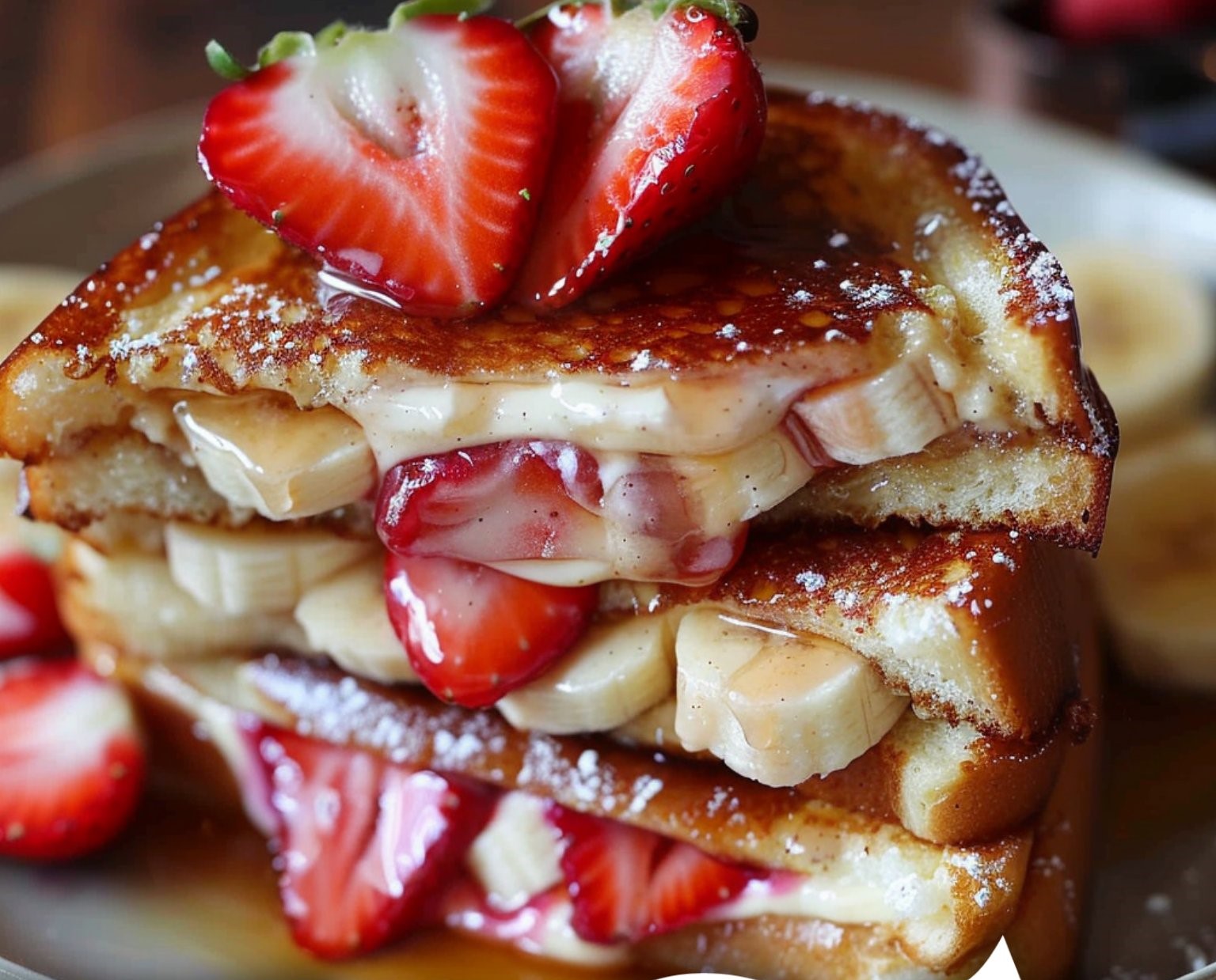 Creamy Strawberry Banana Stuffed French Toast