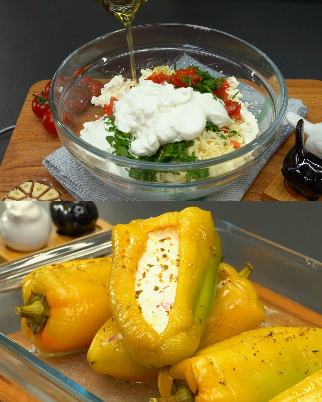 Stuffed Bell Peppers with Feta and Parmesan