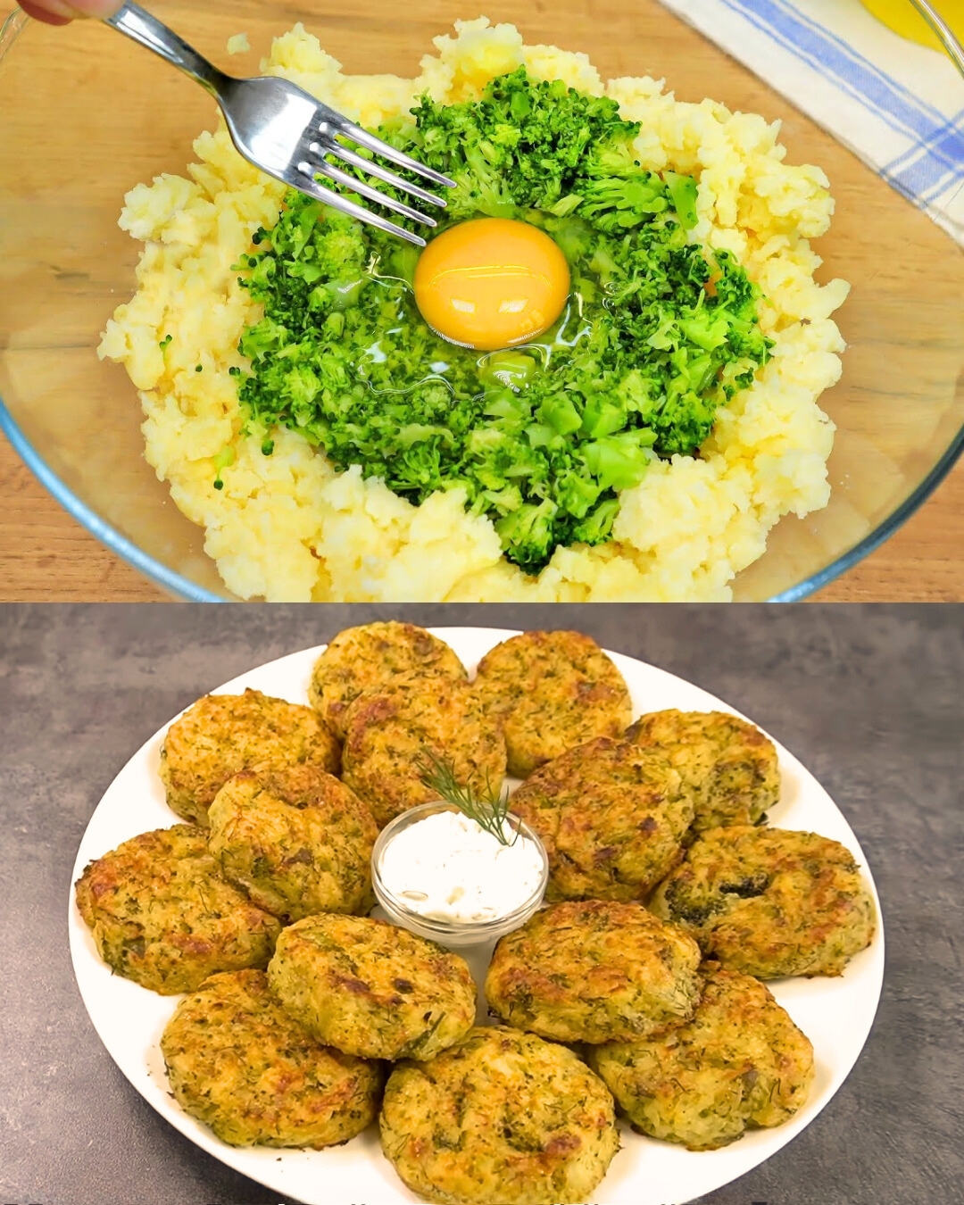 Baked Broccoli and Potatoes with Cheese and Herbs