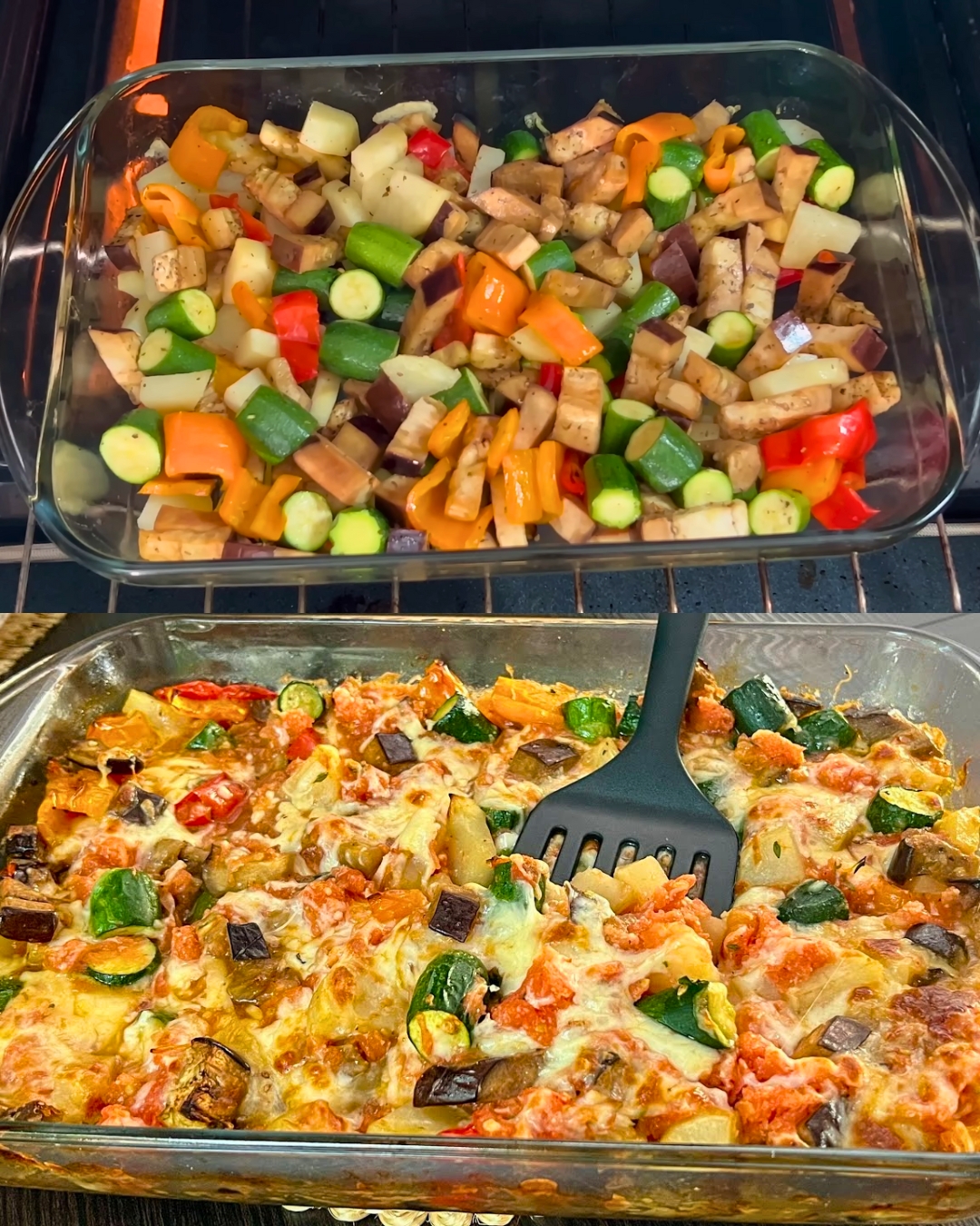 Roasted Vegetable Casserole with Tomato Sauce and Cheese