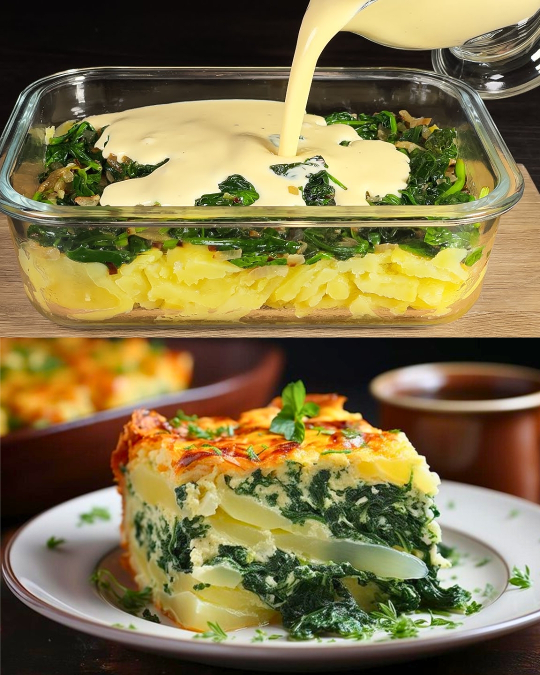 Creamy Baked Potatoes with Spinach and Eggs