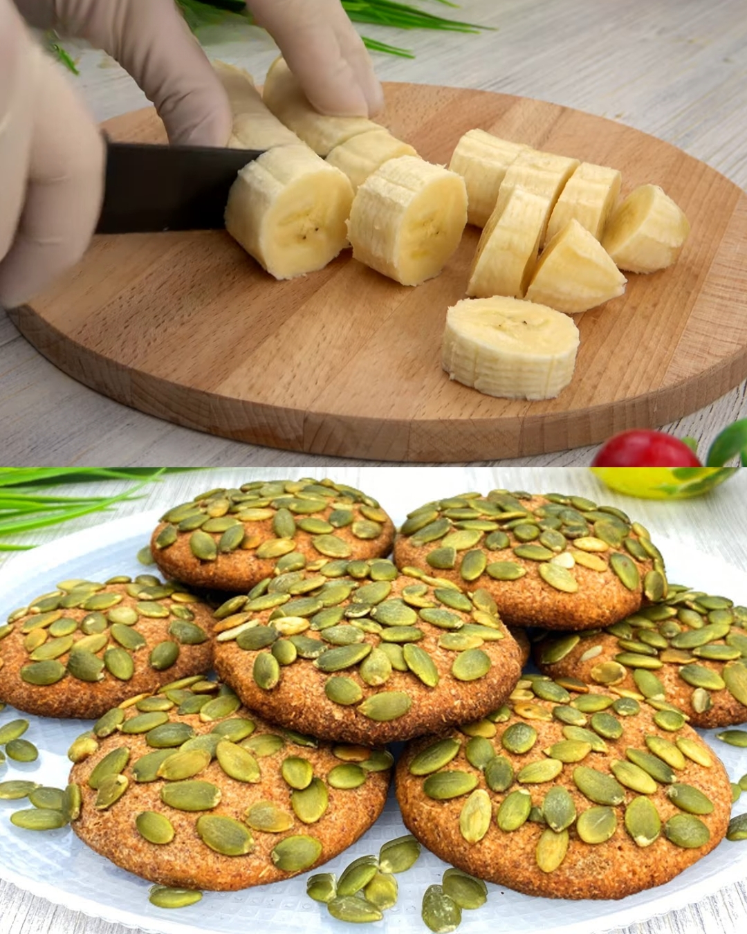 Gluten-Free Banana and Oat Cookies with Pumpkin Seed Coating