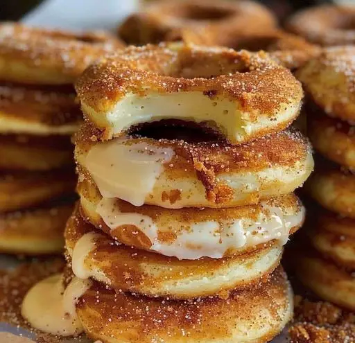 Cheesecake-Stuffed Snickerdoodle Cookies with Caramel Sauce