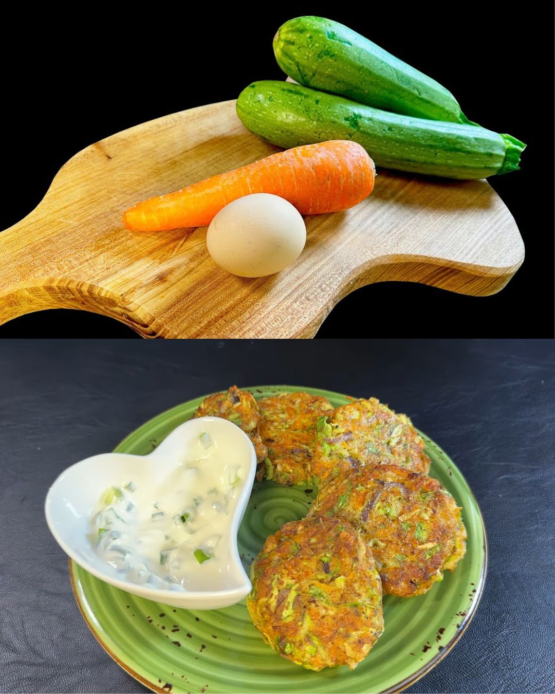 Golden Zucchini and Carrot Fritters with Creamy Sour Cream Topping