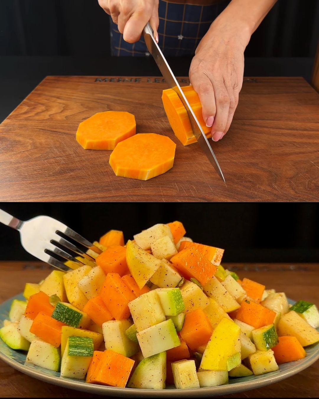Pumpkin and Zucchini Fresh Salad with Creamy Herb Sauce