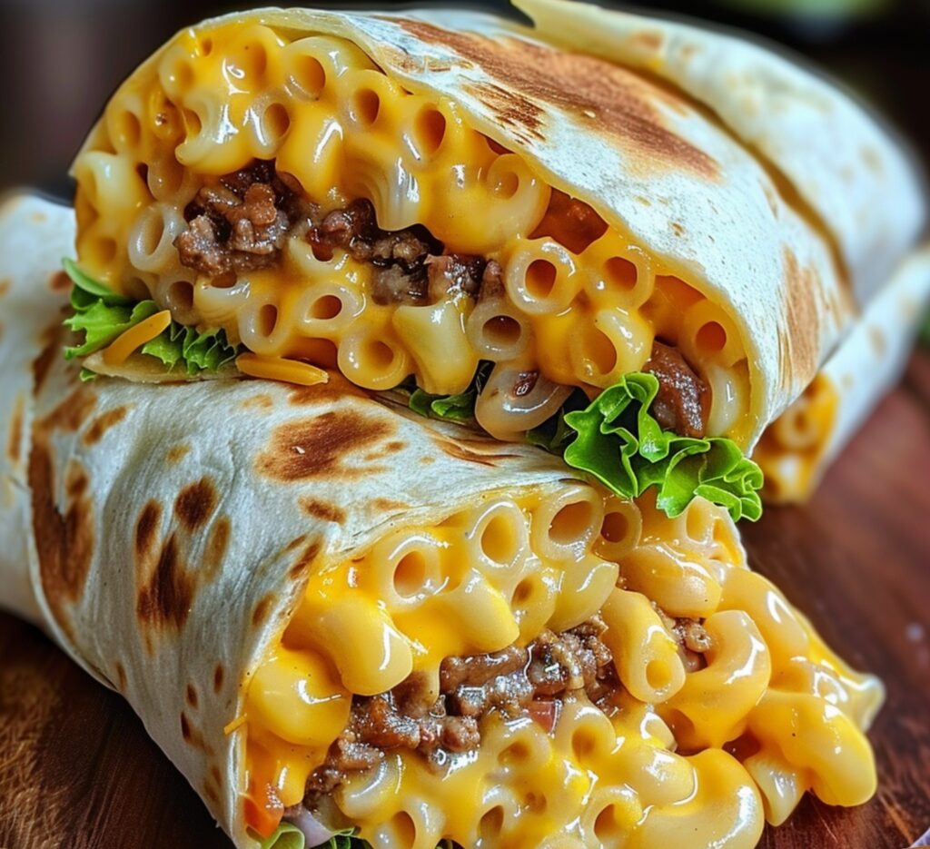 Mac ‘n’ Cheese Burger Wraps