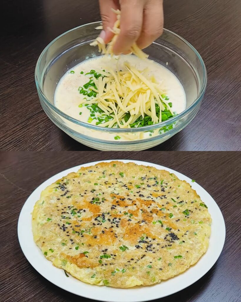 Cheesy Oatmeal Pancakes with Green Onion
