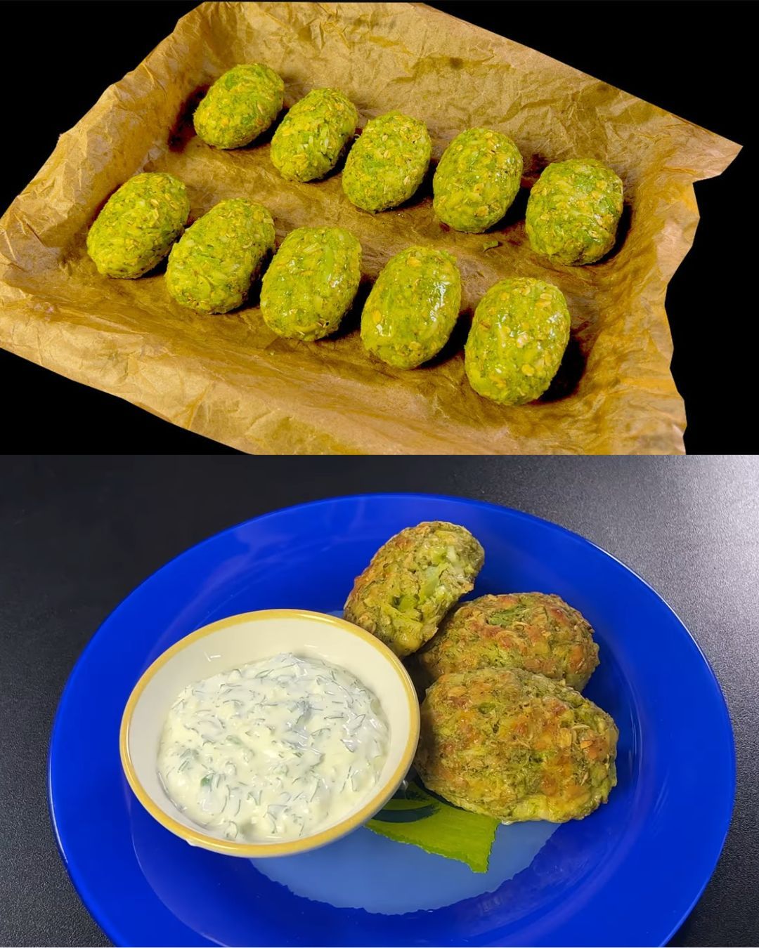 Broccoli Fritters with Garlic Yogurt Dip