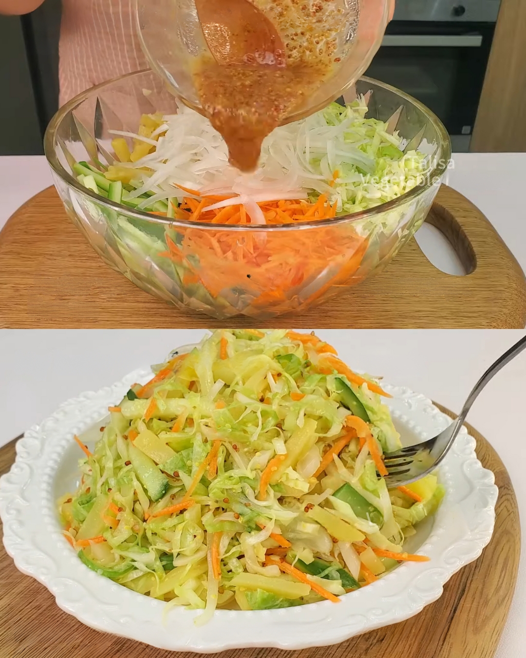 Fresh Cabbage and Veggie Salad with Honey-Mustard Dressing
